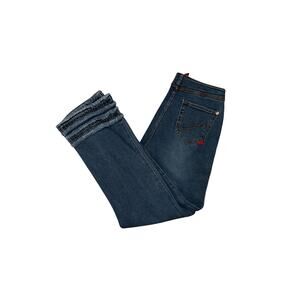 Bonjour Y2K Mid Rise Bootcut Jeans Pintuck Seam Stacked Cropped Hem Size 8
